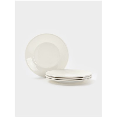 Тарелки десертные Доляна White Label, набор 4 шт., d=15 см, фарфор, белые