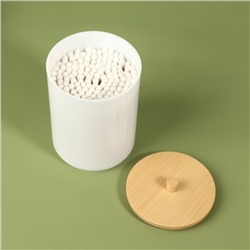 Органайзер для хранения ватных палочек «BAMBOO», с крышкой, d=6.8×10 см, белый, коричневый