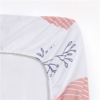 Простыня на резинке 1.5-спальная «Этель» Flower garden, 140×200+25, бязь