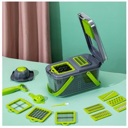 Многофункциональный измельчитель для овощей, фруктов, лука, измельчитель, слайсер для картофеля, резак для моркови, измельчитель для овощей, контейнер для салата