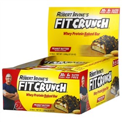 FITCRUNCH, батончик с термообработанным сывороточным протеином, арахисовой пастой и фруктовым джемом, 12 батончиков по 88 г (3,10 унции) каждый