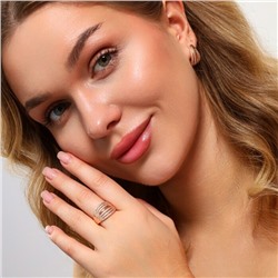 Комплект ювелирной бижутерии Дубайское золото, покрытие: позолота, серьги и кольцо 17 р, вставка: фианиты, цвет: прозрачный, арт.314.785-17