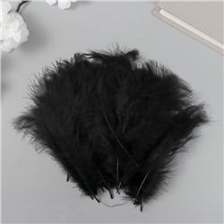 Перо декоративное гусиное пуховое "Чёрное" набор 100 шт h=10-15 см