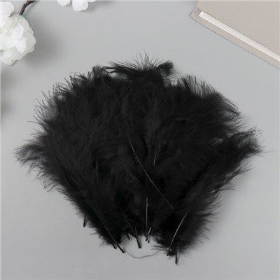 Перо декоративное гусиное пуховое "Чёрное" набор 100 шт h=10-15 см