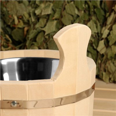 Шайка - таз для бани и сауны, 3 л, нержавеющая вставка, «Добропаровъ»