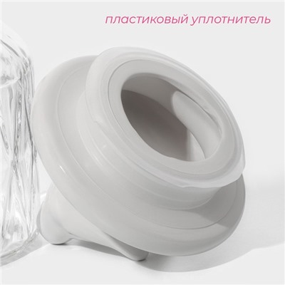Банка для сыпучих Доляна «Голубки», 500 мл, 11×17 см, с керамической крышкой, стекло, прозрачная