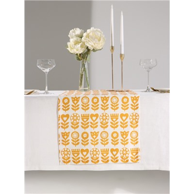Дорожка на стол «Этель» Yellow garden 40×149 см, 100% хлопок, саржа 190 г/м², белая/жёлтая