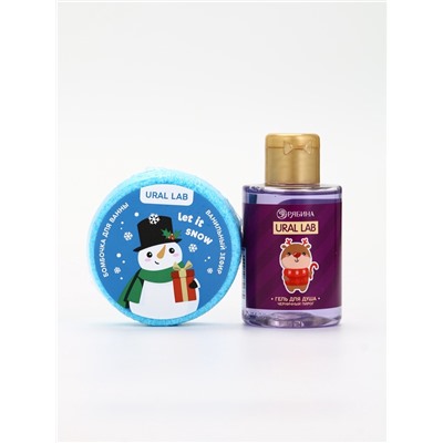 Подарочный набор новогодний в тубусе «Медвежонок», бомбочка, гель, мочалка, URAL LAB