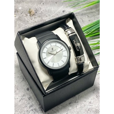 Подарочный набор для мужчины часы и браслет + коробка #22864423