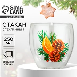 Стакан стеклянный с двойными стенками «Аромат праздника», 250 мл