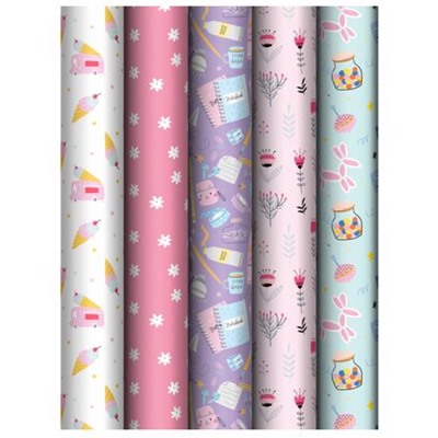 Бумага упаковочная  70х100 см "Stylish" 80 г/м2 ассорти, 5 дизайнов MS_62818 (372629) MESHU