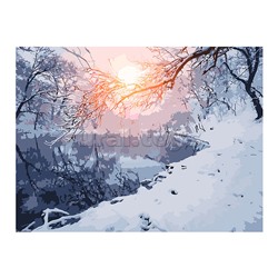 Холст с красками 30х40 по номерам "Лесное озеро" (30цв.)