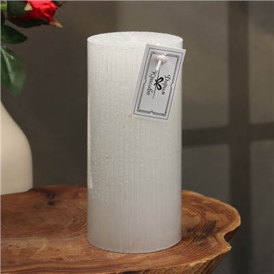 УЦЕНКА Свеча - цилиндр «Рельеф», 7×15 см, перламутровый металлик