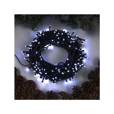 Гирлянда «Нить» 20 м, IP20, тёмная нить, 200 LED, свечение белое, 8 режимов, 220 В