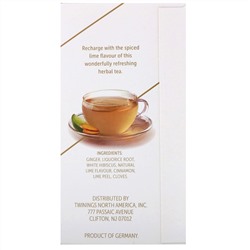 Twinings, Травяной чай для поддержки иммунитета, белый гибискус, лайм и имбирь, без кофеина, 18 пакетиков по 0,95 унц. (27 г)