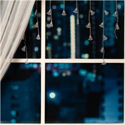 УЦЕНКА Гирлянда «Бахрома», 1.8×0.5 м, с насадками «Ёлки», IP20, 48 LED, 220 В, мигание, прозрачная нить, свечение мульти