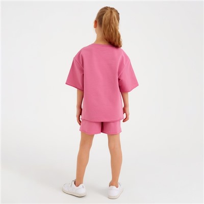 Костюм детский (футболка, шорты) MINAKU: Casual Collection, пудровый, рост 110 см