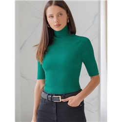 Водолазка тонкой вязки в рубчик из хлопка с нейлоном