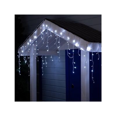 Гирлянда «Бахрома» 4×0.6 м, IP44, белая нить, 180 LED, свечение белое, 8 режимов, 220 В