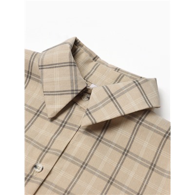 Костюм женский (блузка, шорты) MINAKU: Casual Collection, бежевая клетка, размер 42