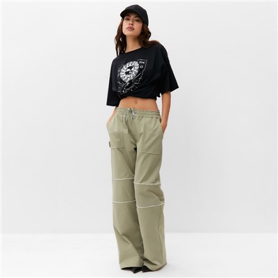 Брюки карго с молниями женские MIST Base, размер 46-48, зелёные