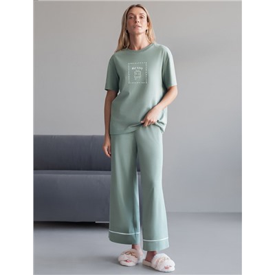 Футболка с принтом свободная эластичная из премиального хлопка