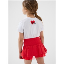 Комплект трикотажный для девочек: фуфайка (футболка), юбка-шорты
