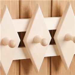 Вешалка для бани и сауны «Ромбик», липа, 45×18×9 см, 5 крючков, «Добропаровъ»