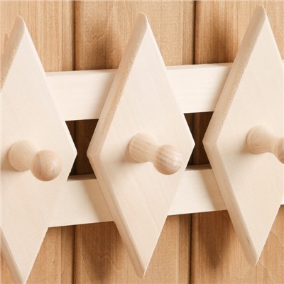 Вешалка для бани и сауны «Ромбик», липа, 45×18×9 см, 5 крючков, «Добропаровъ»