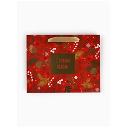 Пакет подарочный новогодний ламинированный «С Новым годом», MS 23×18×10 см