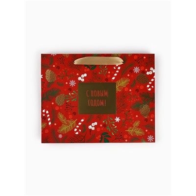 Пакет подарочный новогодний ламинированный «С Новым годом», MS 23×18×10 см