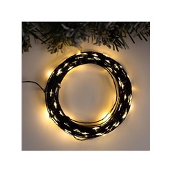 Гирлянда «Нить» 20 м роса, IP20, чёрная нить, 200 LED, свечение тёплое белое, 12 В
