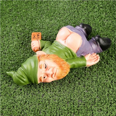 Садовая фигура из полистоуна «Гном спящий-пьяный», 23×16×7 см