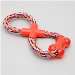Игрушка тренировочная канатная «Восьмёрка с косточкой», до 25 см до 135 г, микс цветов