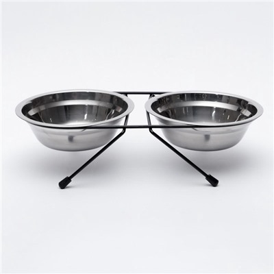 Набор из 2 мисок, 2×500 мл, на чёрной подставке, нержавеющая сталь