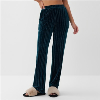 Брюки домашние женские KAFTAN «Бархат», размер 42, зелёные