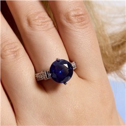 Кольцо 20 р ювелирная бижутерия коллекция "Дубай", покрытие посеребрение, вставка: фианиты и цирконы, цвет: синий и прозрачный, арт.414.136-20