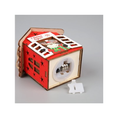 Ёлочная игрушка «Дом с оленем», 8.7×4.6 см, 1 LED, от батареек, свечение тёплое белое