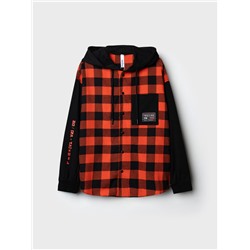 Рубашка текстильная с рукавами и капюшоном из трикотажа для мальчиков