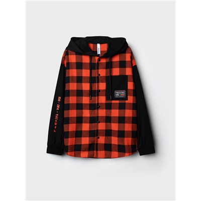 Рубашка текстильная с рукавами и капюшоном из трикотажа для мальчиков