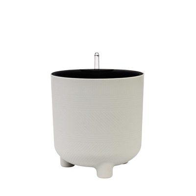Кашпо для цветов «Шэнк», 6.5 л, d=21.7 см, h=22.5 см, пластиковое, с автополивом, со вставкой, белое