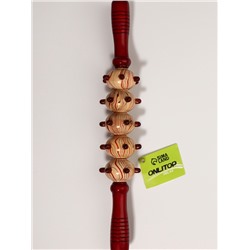 УЦЕНКА Массажёр «Скалка», универсальный, 36.5×5.8 см, 5 шаров с шипами, деревянный