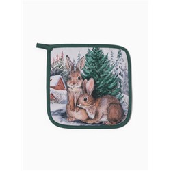 Набор кухонный «Этель. Новогодний лес», варежка-прихватка 20×28 см, прихватка 19×19 см