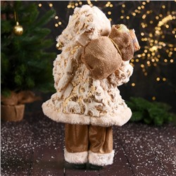 Дед Мороз под ёлку «Зимнее волшебство. Новогодняя игрушка в колпачке, с подарком», 47 см, бело-золотой