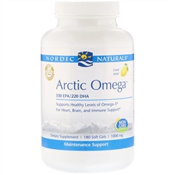 Nordic Naturals, Arctic Omega, лимон, 1000 мг, 180 мягких желатиновых капсул