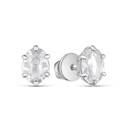 Серьги-пусеты из серебра с фианитами родированные 925 пробы С-3922рс200