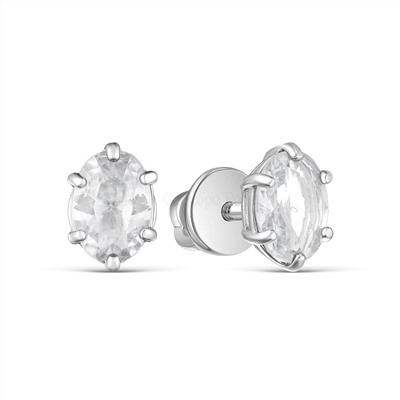 Серьги-пусеты из серебра с фианитами родированные 925 пробы С-3922рс200