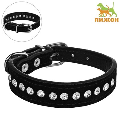 Ошейник «Бархат и стразы», 31×1.3/2 см, ОШ 22-28 см, чёрный