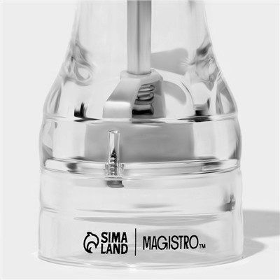 Мельница для специй Magistro Glace, 13.9 см, 30 мл, керамический механизм, акрил, прозрачная