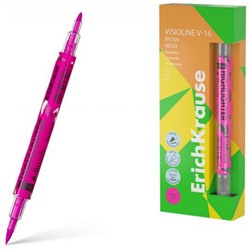 Текстовыделитель Visioline V-16 Brush Neon розовый 60796 ErichKrause